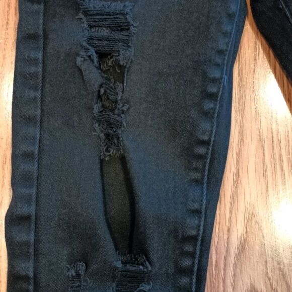 RUE 21 Love Hate Supreme Flex Rhinestone Deconstructed Black Skinny Jeans 26/30 - Picture 3 of 7